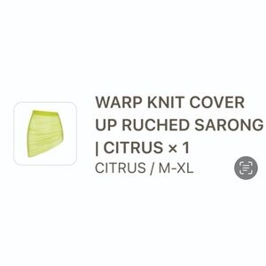 Skims Warp Knit Covered Ruched Sarong- Citrus green